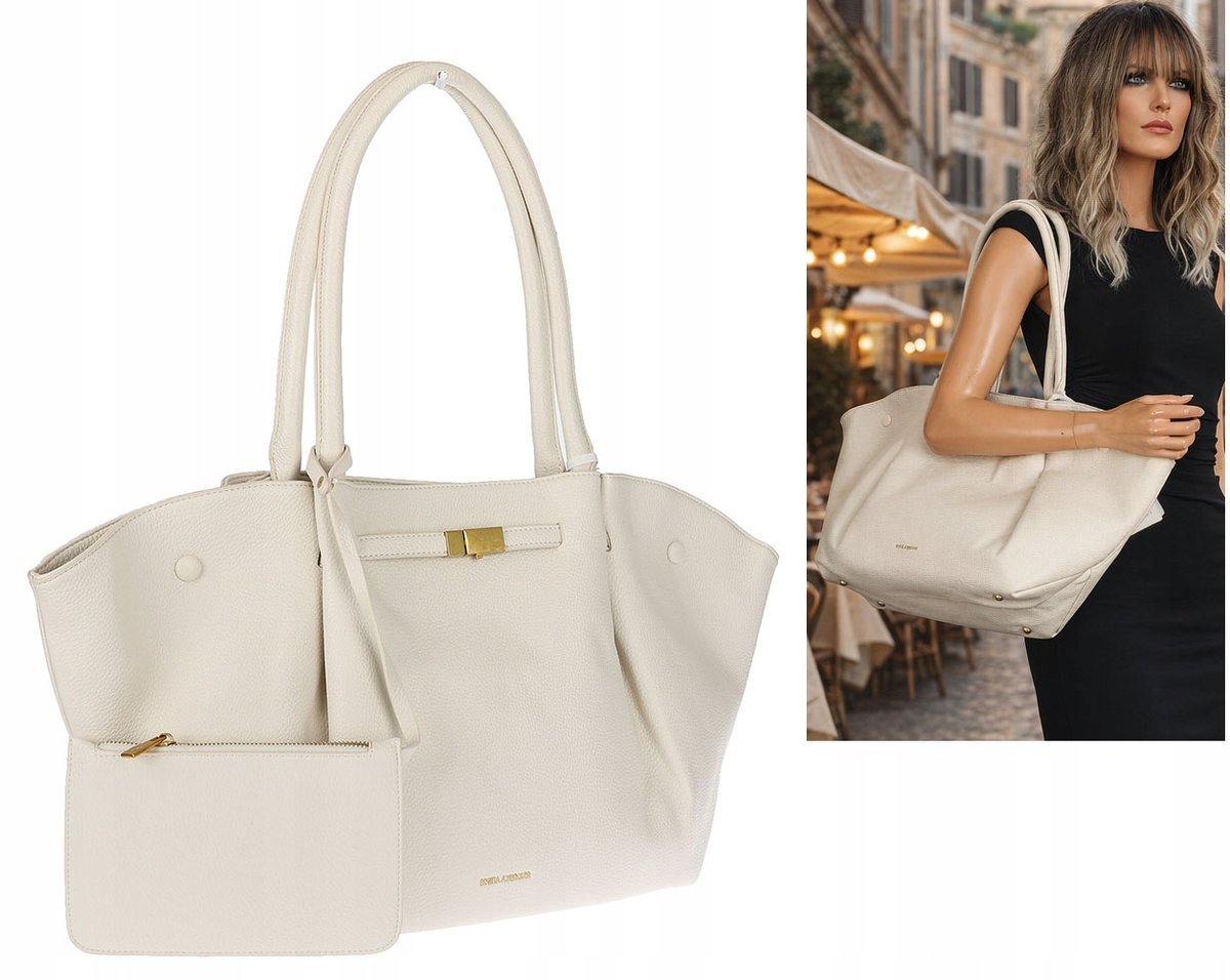 Regina Schrecker Torebka Damska Shopper na Ramię pojemna RS5022 beżowa