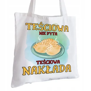 Torba Bawełniana biała dla Teściowej Na Prezent ekologiczna Trwały Nadruk - Torby i wózki na zakupy - miniaturka - grafika 1