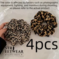 Ozdoby do włosów - TEMU Zestaw 4 eleganckich gumek do włosów w stylu vintage z panterką, wykonanych z bardzo elastycznego materiału, przyjaznych dla włosów, nie - miniaturka - grafika 1