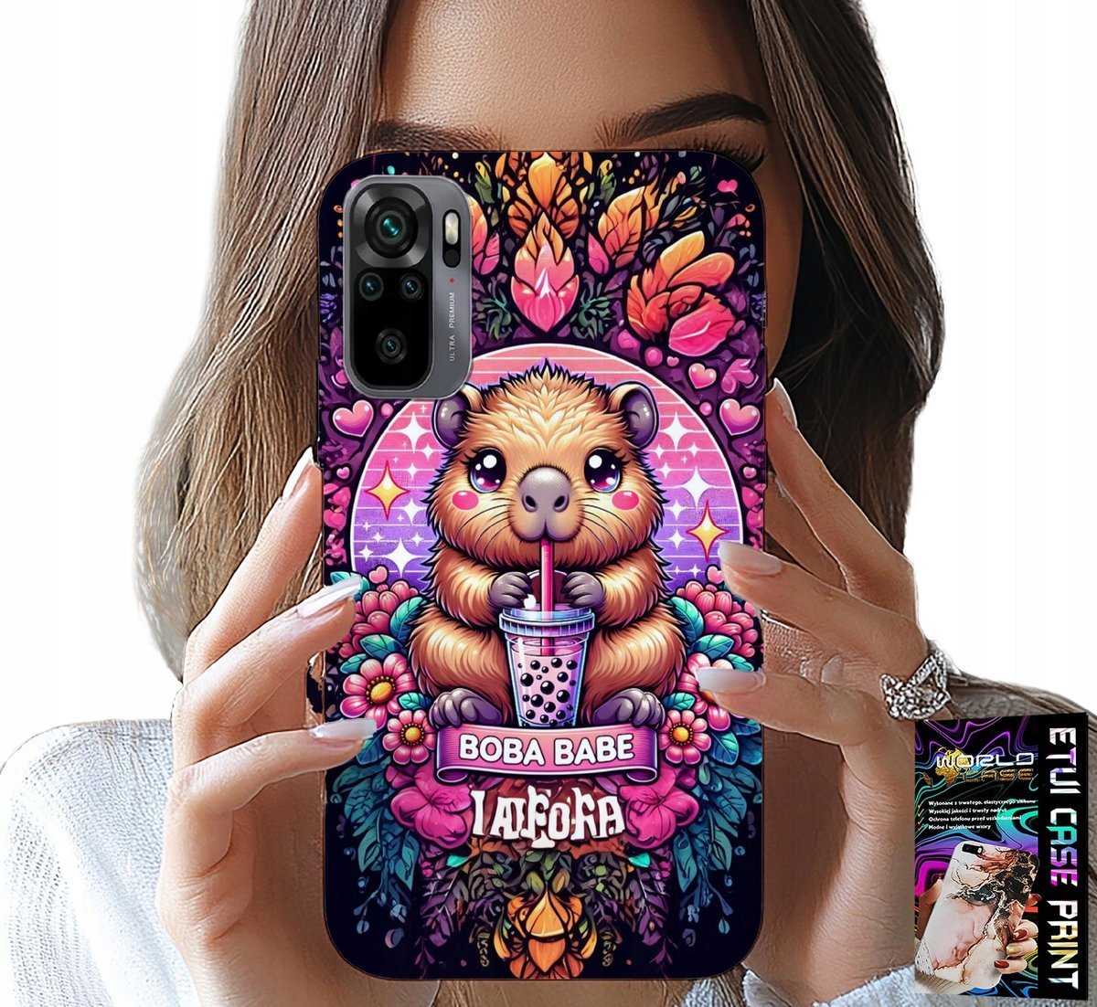 ETUI DO XIAOMI NOTE 10 / 10S - SŁODKA KAPIBARA Z SZEJKIEM, SUPER WZORY