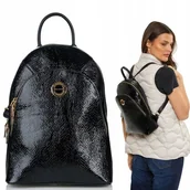 Plecaki - Plecak Damski MONNARI Stylowy Miejski Czarny Logo - miniaturka - grafika 1