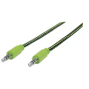 Manhattan Kabel Sznurowy Kabel audio stereo jack 3.5mm M/M, 1m, Czarno-zielony 3 (394130) - Kable - miniaturka - grafika 1