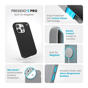Speck Presidio2 Pro Magsafe - Etui iPhone 15 Pro (Black / Slate Grey / White) - Pozostałe akcesoria do telefonów - miniaturka - grafika 8