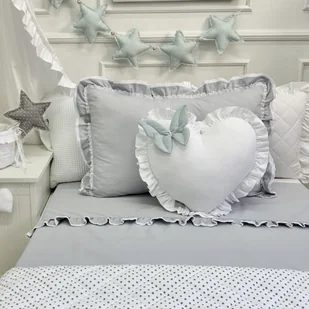 Pościel szara porcelana z koronką dla dzieci i nastolatków różne rozmiary - Pościel dla dzieci - miniaturka - grafika 1