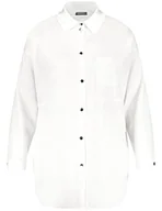 Bluzki damskie - Samoon Damska długa bluzka z lyocell z długim rękawem, z długim rękawem, jednokolorowa, białawy, 54 - miniaturka - grafika 1