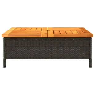 Stolik ogrodowy, czarny, 70x70x25 cm, rattan i drewno akacjowe Lumarko! - Stoły ogrodowe - miniaturka - grafika 7