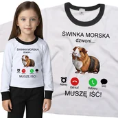 Piżamy dla dziewczynek - Piżama dziecięca Muszę Iść Świnka Morska Dzwoni Kawia Domowa Gryzoń 98/104 - VoloDonum - miniaturka - grafika 1