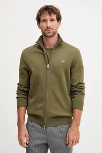 Gant kardigan bawełniany kolor zielony - Swetry męskie - miniaturka - grafika 1