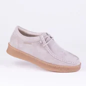 Półbuty damskie - Połbuty damskie Wallabee GOODIN GD-XW-1010 skóra zamsz wiązane beż 41 - miniaturka - grafika 1