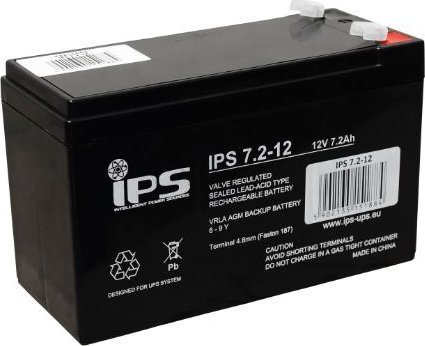 IPS 7.2-12: akumulator VRLA AGM 12V 7Ah, 6-9lat, T1 4,8mm, do UPS