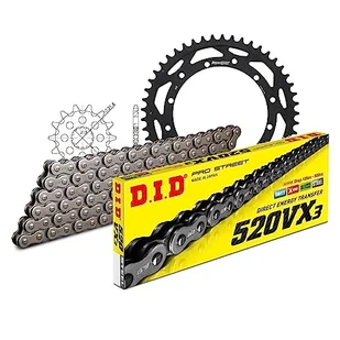 Zestaw łańcuchów DID stal 520VX3 / 114 zapięcie na klips do Yamaha YZ F 400 ccm rok prod. 1998 - Części motocyklowe - miniaturka - grafika 1