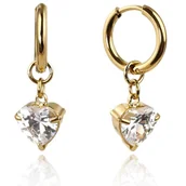 Kolczyki - Kolczyki ze stali szlachetnej pozłacanej 14k złotem z cyrkoniami, SERCE KST3389 - miniaturka - grafika 1