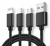 Kable USB - KABEL ŁADOWARKA ZESTAW 3in1 iPhone Micro Usb Typ-c - miniaturka - grafika 1