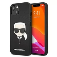 Etui i futerały do telefonów - Karl Lagerfeld Saffiano Ikonik Karl`s Head - Etui iPhone 13 Mini (czarny) KLHCP13SSAKHBK - miniaturka - grafika 1