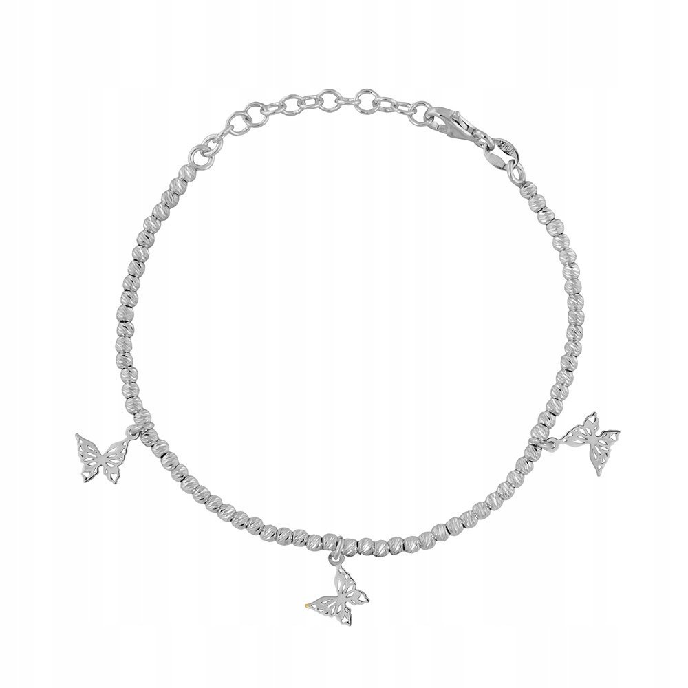 Bransoletka srebrna rodowana pr. 925 Motylki