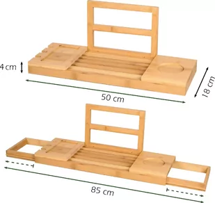 Półka łazienkowa bambusowa na wannę 50-92cm - Środki do kuchni i łazienki - miniaturka - grafika 3