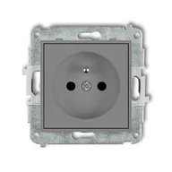 Gniazdka elektryczne - Karlik Gniazdo poj. z uziemieniem z przesłoną torów ICON - szary mat - miniaturka - grafika 1