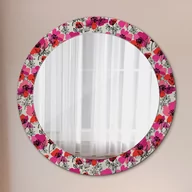 Lustra - Lustro dekoracyjne okrągłe Różowe maki - miniaturka - grafika 1