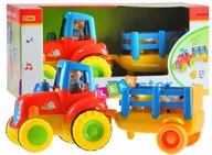 Samochody i pojazdy dla dzieci - LEANToys Traktor Przyczepa Zwierzątka Gra Świeci Odgłosy 866 - miniaturka - grafika 1
