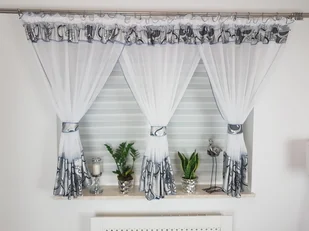 Firana gotowa “kokony” szara, nowoczesne firany do salonu - Firany - miniaturka - grafika 1