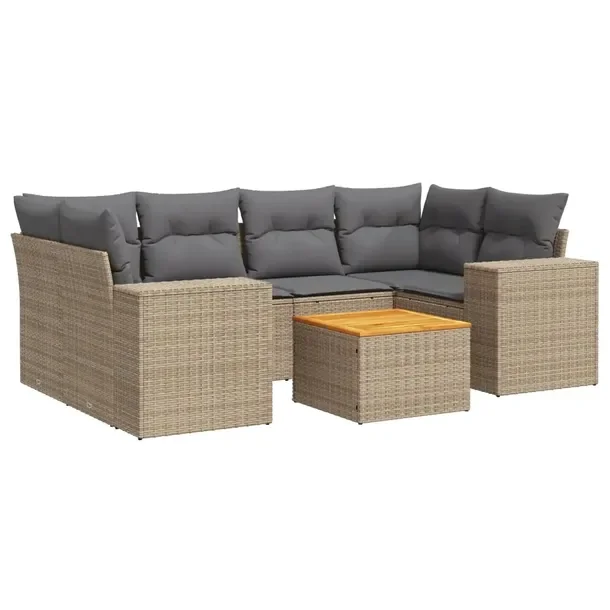Zestaw mebli ogrodowych modułowych beżowy rattan PE 62 x 62 x 69 cm