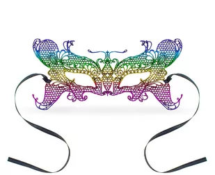 Go Maska karnawałowa ażurowa Tęczowy Motyl 1 szt MATM-YH - Dodatki do strojów karnawałowych - miniaturka - grafika 1