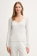 Piżamy damskie - Tommy Hilfiger longsleeve piżamowy kolor szary UW0UW06071 - miniaturka - grafika 1