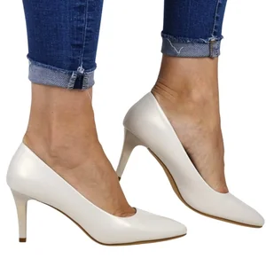 DAMSKIE SZPILKI CZÓŁENKA NA NISKIM OBCASIE SERGIO LEONE 1336 PERŁOWE - Czółenka DAMSKIE SZPILKI CZÓŁENKA NA NISKIM OBCASIE SERGIO LEONE 1336 PERŁOWE - Czółenka - miniaturka - grafika 1