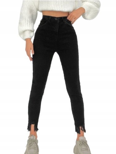 SHEIN JEANSY DAMSKIE CZARNE RURKI GŁADKIE CASUAL 33 1KB