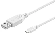 Kable USB - MicroConnect USB A do USB Micro B, wersja 2.0, biały, 0,3 m USB2.0 A - Micro USB B 5P do synchronizacji i ładowania, szybkie przesyłanie danych do 480 Mb/s - miniaturka - grafika 1
