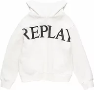Bluzy dla chłopców - Replay Chłopięca bluza z kapturem, bawełna, biała (Natural White 011), 8 lat, 011 Natural White, 8 Lat - miniaturka - grafika 1