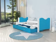 Łóżka - Łóżko parterowe 160x80 białe błękit MIKOŁAJ - miniaturka - grafika 1