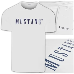 Mustang Koszulka Męska T-shirt Bawełniana 4222 Biała Rozmiar 2XL - Koszulki męskie - miniaturka - grafika 1