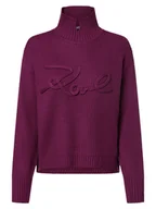 Swetry damskie - KARL LAGERFELD Sweter damski Kobiety Wełna lila jednolity, S - miniaturka - grafika 1