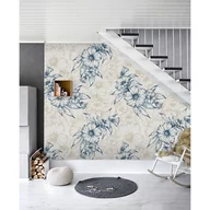 Tapety - Flizelina tapeta Niebiesko beżowe kwiaty 152x104cm - miniaturka - grafika 1
