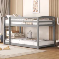 Łóżka dla dzieci i młodzieży - Łóżko piętrowe Flieks 90x200cm, łóżko na poddaszu z drabinką, łóżko dziecięce z zabezpieczeniem przed wypadnięciem, łóżko piętrowe z litego drewna z ramą z listew, łóżko do zabawy dla dzieci, szare - miniaturka - grafika 1