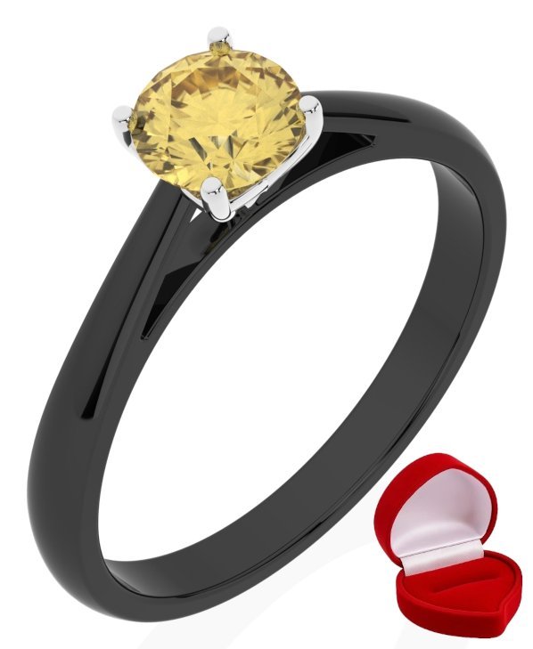 ZŁOTY PIERŚCIONEK ZARĘCZYNOWY 585 14k SZAFIR 0,50 ct CZARNE ZŁOTO R18