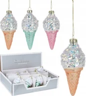 Bombki - Bombka na choinkę szklana ozdobna lód w rożku 14,3 x 6 cm 1szt - miniaturka - grafika 1