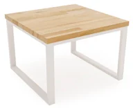 Ławy i stoliki kawowe - Dębowy stolik kawowy z białym metalowym stelażem Z0-L90 - miniaturka - grafika 1