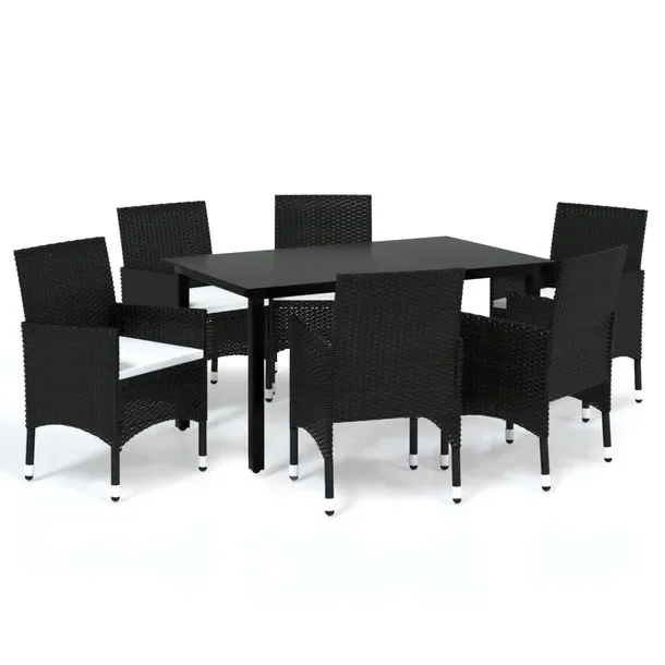 Komplet mebli ogrodowych Rattan Black 150x90 + 6 krzeseł