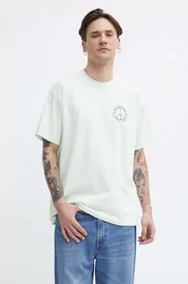 Koszulki męskie - Billabong t-shirt bawełniany męski kolor turkusowy z nadrukiem ABYZT02313 - grafika 1