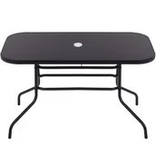 Stoły ogrodowe - Stół na taras prostokątny 120x70cm stół do ogrodu, metalowy i szkło hartowane czarny - miniaturka - grafika 1