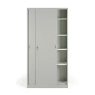 Szafy biurowe - B2B Partner Metalowa szafa z przesuwnymi drzwiami, demontowana, 4 półki, 1000 x 1990 x 450 mm, jasnoszary 908014 - miniaturka - grafika 1