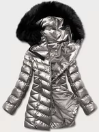 Kurtki damskie - METALICZNA ZIMOWA KURTKA DAMSKA SREBRNA (5M778-401) - J.STYLE - miniaturka - grafika 1