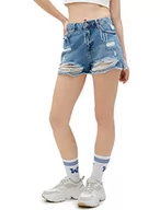 Spodenki damskie - Koton Damskie szorty jeansowe z bawełnianymi kieszeniami, Light Indigo (Lgt), 36 - miniaturka - grafika 1