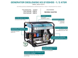 Agregat prądotwórczy AGREGAT GENERATOR PRĄDU DIESEL KS 8100HDE1/3 ATSR Könner & Söhnen KS - Agregaty prądotwórcze - miniaturka - grafika 9
