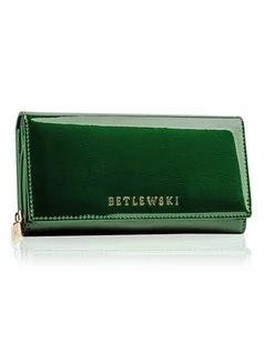 Betlewski, Portfel skórzany damski, zielony, 10x19,5 cm - Portfele - miniaturka - grafika 1