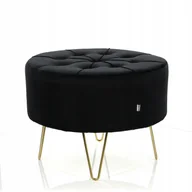 Pufy i podnóżki - Pufa Welurowa Złota Czarna Welur podnóżek 43cm - miniaturka - grafika 1
