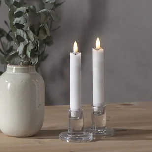Szwedzki Zestaw 2x Świeca LED Woskowa Obiadowa FLAMME 15 cm Biała, Timer, Naturalny Płomień, Realistyczne Wykończenie, Bezpieczne i Eleganckie - Świece - miniaturka - grafika 1