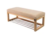 Ławki do przedpokoju - Ławka na buty LPG-4 60 cm EMRAWOOD drewno lite kolor naturalny siedzisko gładkie kolor cappucino - miniaturka - grafika 1